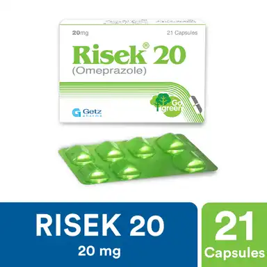 Risek 20Mg Capsules 21S (Pack 3X7s) Brand : Getz Pharma Pakistan